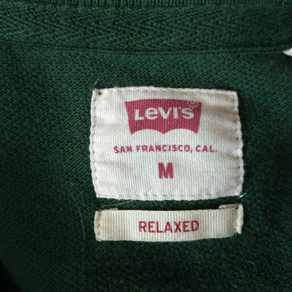 Levi's polo shirt Men's medium long sleeve green cotton retro